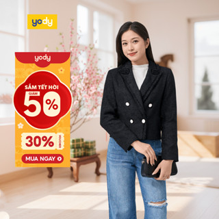  🌸SALE TẾT🌸 Áo Khoác nữ dạ tweed Cổ Vest YODY kiểu dáng lạ mắt thời thượng AKN7029 