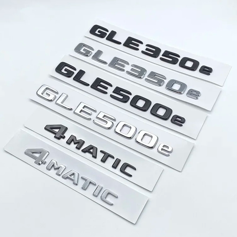 Phông chữ phẳng 3D Chrome Chữ cái màu đen GLE350e GLE500e GLE350de 4Matic ABS Biểu tượng cho Mercede