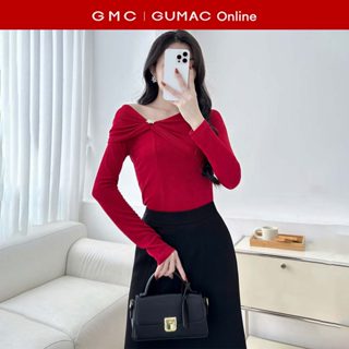   TẶNG QUÀ ĐƠN 499K  Áo thun nữ tay dài GUMAC form slim cổ kiểu trễ vai chất thun ướt co giãn thoải mái ATE09012 