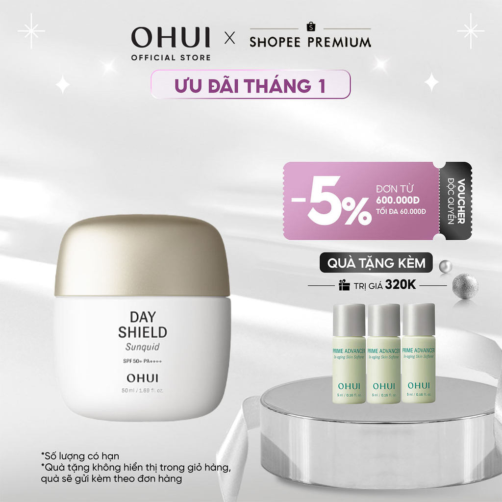 [OHUI Official] Sữa chống nắng ẩm mịn mỏng nhẹ cải thiện nếp nhăn OHUI DAYSHIELD SUNQUID SPF50+ PA++