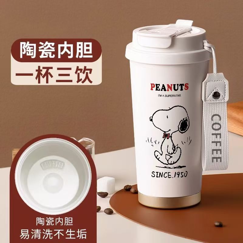 Ly giữ nhiệt bằng thép không gỉ 316 ly nước gốm Snoopy 1950 ly di động unisex