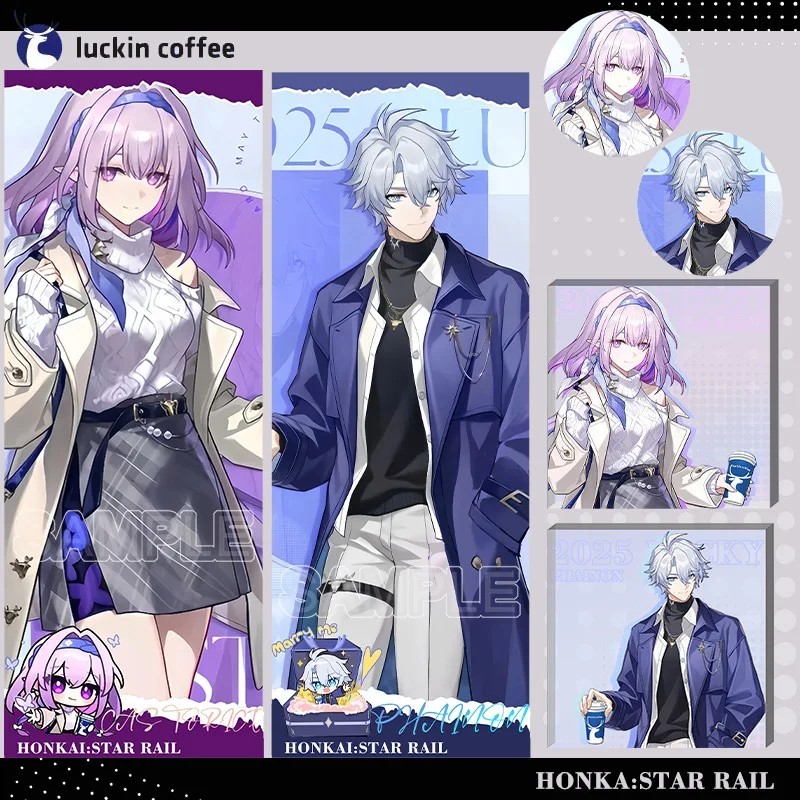 Mô hình Standee Honkai Star Rail Phainon Castorice Luckin Coffee trang trí bàn học phụ kiện anime ac