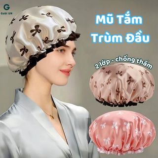 [ Hộp 2 Chiếc ] Mũ Tắm Trùm Tóc 2 Lớp Chống Nước, Mũ Trùm Đầu Bo Chun Co Giãn, Mềm Mại, Thoải Mái Khi Gội Đầu