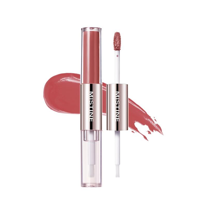 Mistine Lip Gloss Double Headed Lip Glaze Color Hold Lip Jelly Hydrating Gloss Dưỡng ẩm Balms Sheer 