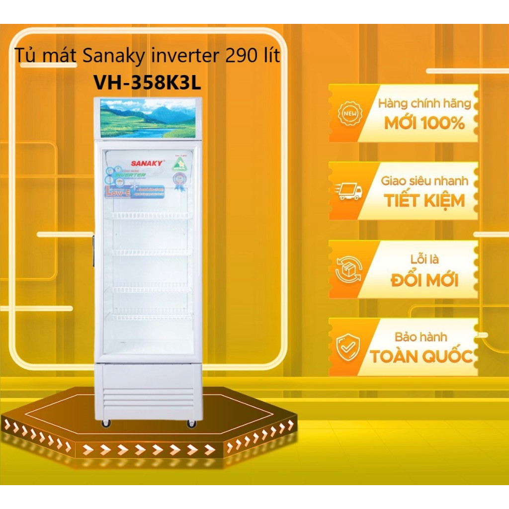 Tủ mát Sanaky inverter 290 lít VH-358K3L - GIAO MIỄN PHÍ NT HN