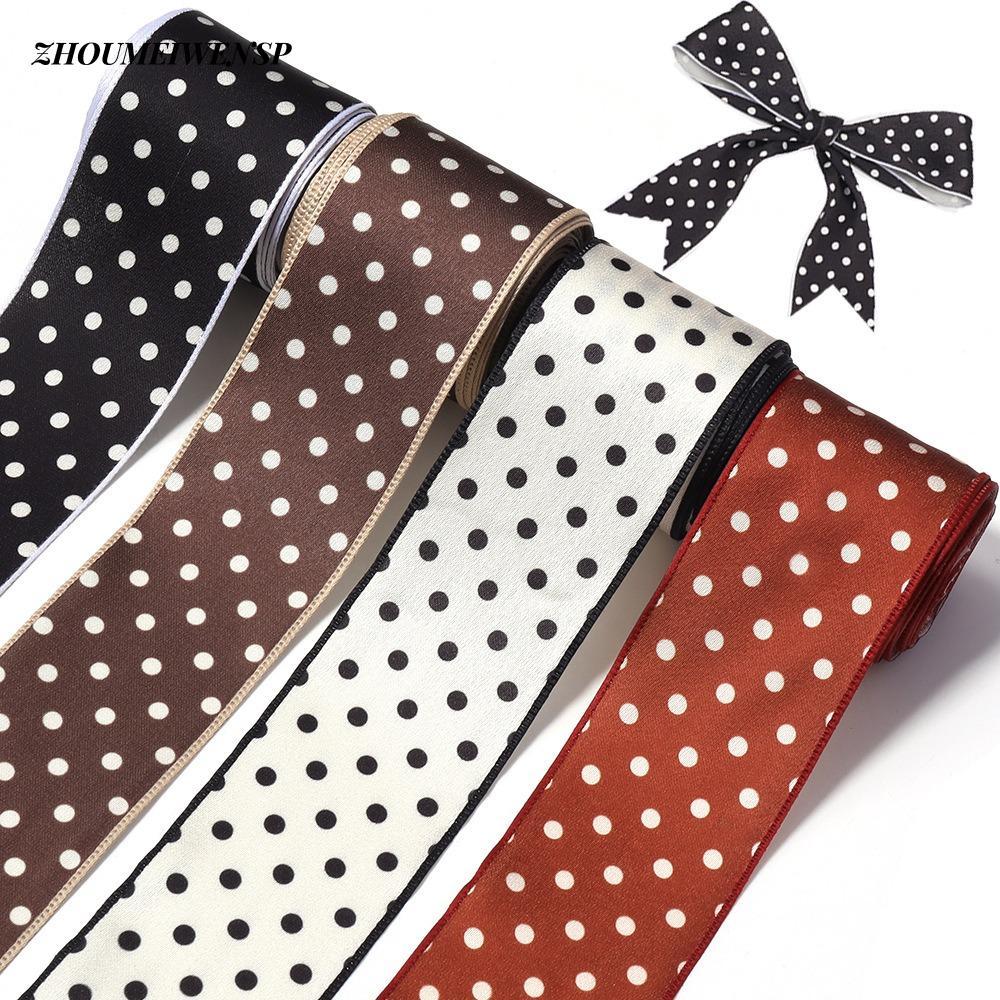ZHOUMEIWENSP Chấm Bi Ruy Băng, Chấm Bi In Hình Chiều Rộng 40 Mm Ruy Băng In Hình, Trang Trí 3 Sân Po
