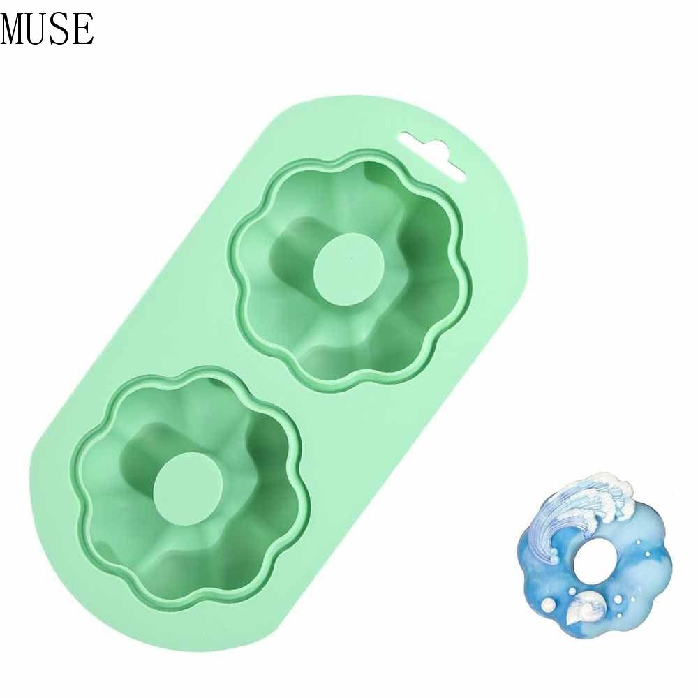 MUSE Chảo Nướng Silicon, Khuôn Nướng Bánh Donut Silicon 2 Khoang, Dễ Dàng Tháo Rời DIY Khuôn Bánh Mu