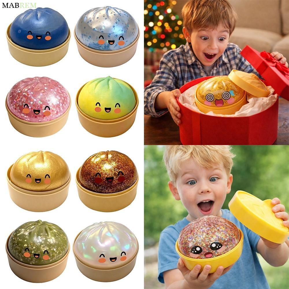 MABREM Bánh Bao Đồ Chơi Squishy, Với Máy Hấp Lấp Lánh Hấp Bun Squishy Pinch Le, Fidget Mềm Squishy Đ