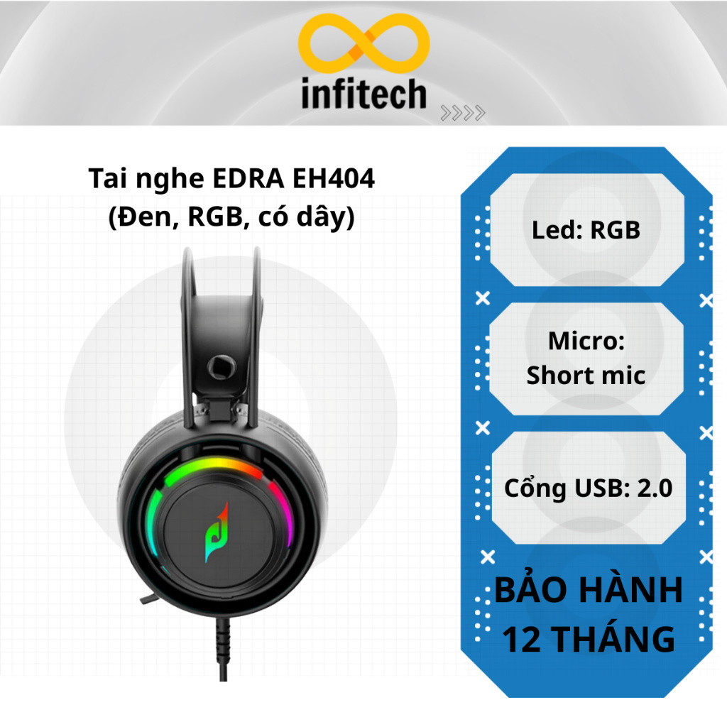Tai nghe EDRA EH404 (Đen, RGB, có dây) - Hàng chính hãng