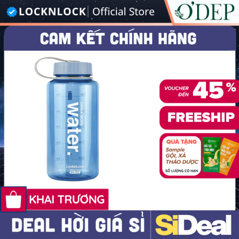 Bình nước LocknLock Helper Bottle 1L - Màu xanh dương Chính hãng  ABF610NBLU - SIDEAL SIL