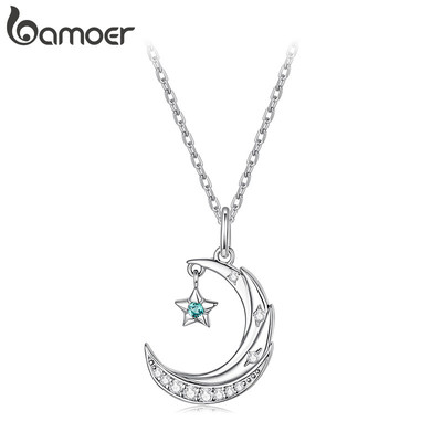 Vòng cổ Bamoer thiết kế mặt trăng và ngôi sao - quà tặng cho nữ