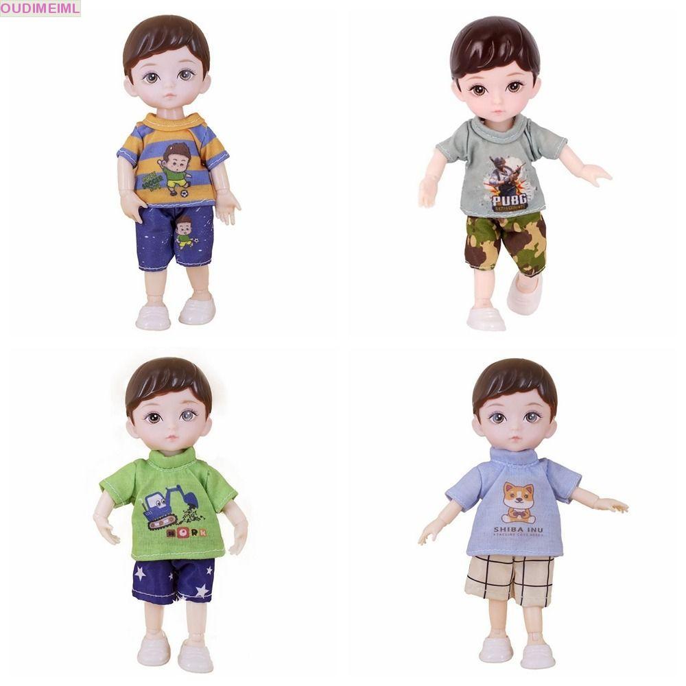 OUDIMEIML Búp bê bé trai BJD 16cm, 13 búp bê khớp nối có thể di chuyển được Búp bê BJD kèm quần áo, 