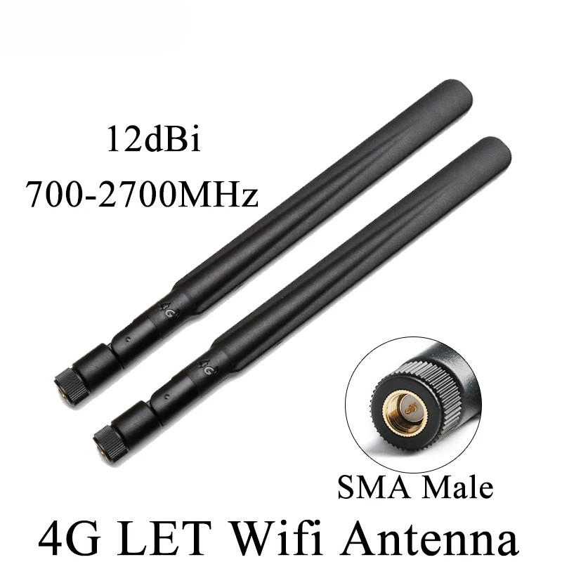 Ăng-ten Wifi 4G LET 12dBi Ăng-ten đa hướng SMA Nam có độ lợi cao 700-2700 MHz Ăng-ten modem cho 4G 、