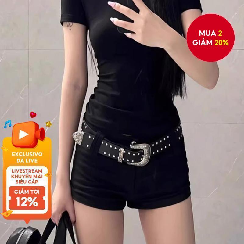 Thắt lưng đính Y2K dành cho nữ - Dây thắt lưng cổ điển hai hàng dành cho quần jean & váy da thời trang