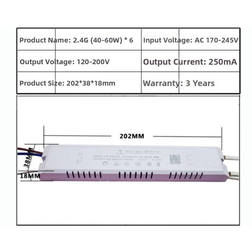 Trình điều khiển LED 2.4G 50 / 60Hz DC145V Đầu ra DC170V Đầu ra DC210V Đầu ra 220mA-250mA