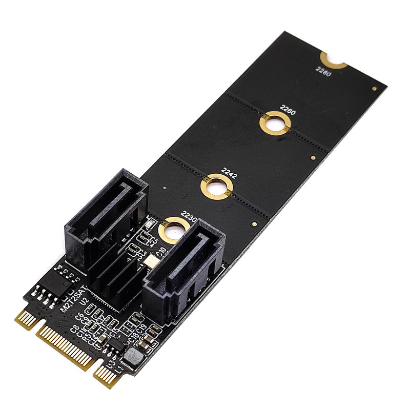 M.2 KEY-M NVME PCI-E sang cổng kép SATA3.0 Mở rộng sang bộ chuyển đổi đĩa cứng Thẻ Ổ đĩa JMB582 Blac