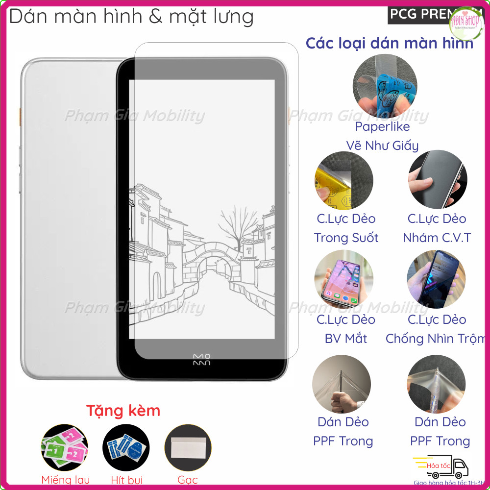 Dán màn hình máy đọc sách Xiaomi Moaan Inkpalm 5 Pro/ Mix 7/ Plus Mini Gen 3 loại Paperlike, nano dẻ