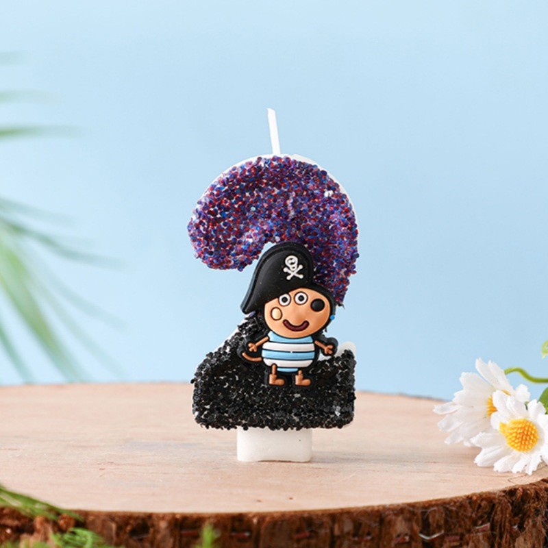 [Hàng có sẵn] Creative Pirate George Number Birthday Candle Party Bầu không khí Trẻ em Bánh Lễ kỷ ni