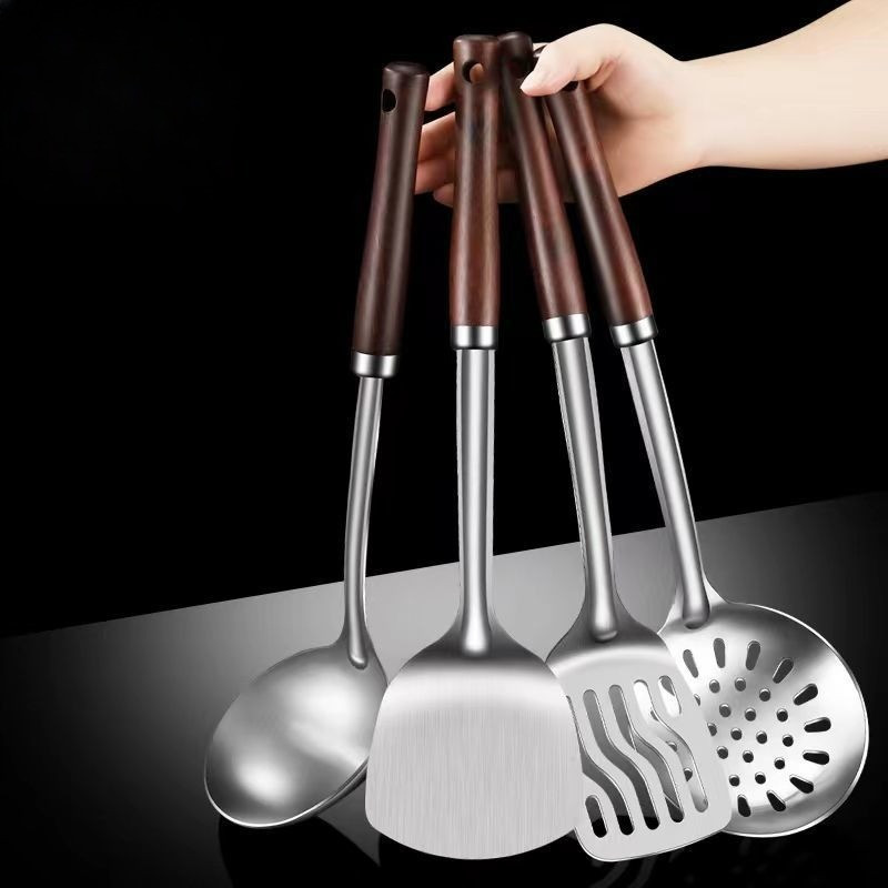 Thìa thép không gỉ dày Khuấy-Frying Sắt Thìa Hộ Gia Đình Nhà Bếp Chống bỏng Khuấy-Frying Thìa Co