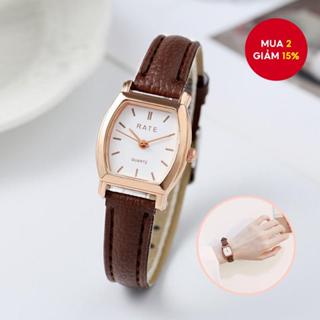 Đồng hồ thạch anh nữ Mặt số Tonneau có dây đeo bằng da Thời trang giản dị Đồng hồ thời trang sành điệu để mặc hàng ngày