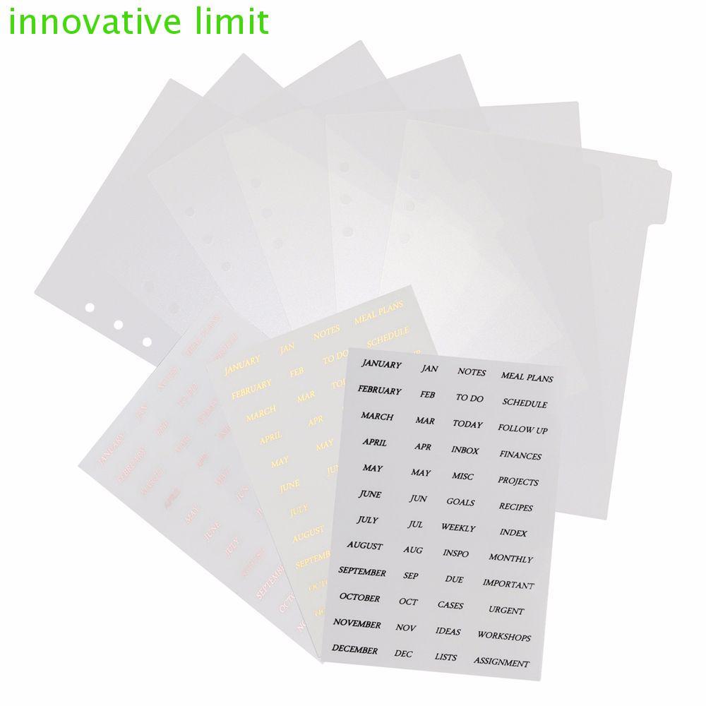 DYRUIZA Binder Index Dividers Trang tách cho máy tính xách tay A5 / A6 Văn phòng phẩm PVC Trong suốt