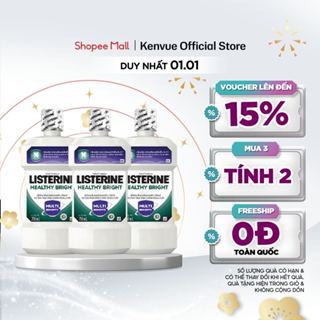   Mua 3 tính 2  Bộ 3 Chai nước súc miệng Listerine Healthy Bright 750mlx3 