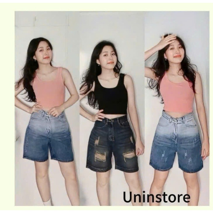 Quần jean short ngố thời trang form freesize 45- 65kg - Un In Store Bs035