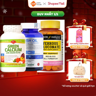  Combo 3 Vitamin Cho Bà Bầu Gồm Canxi Hữu Cơ Green Calcium DHA Bầu Careline Sắt Mason 