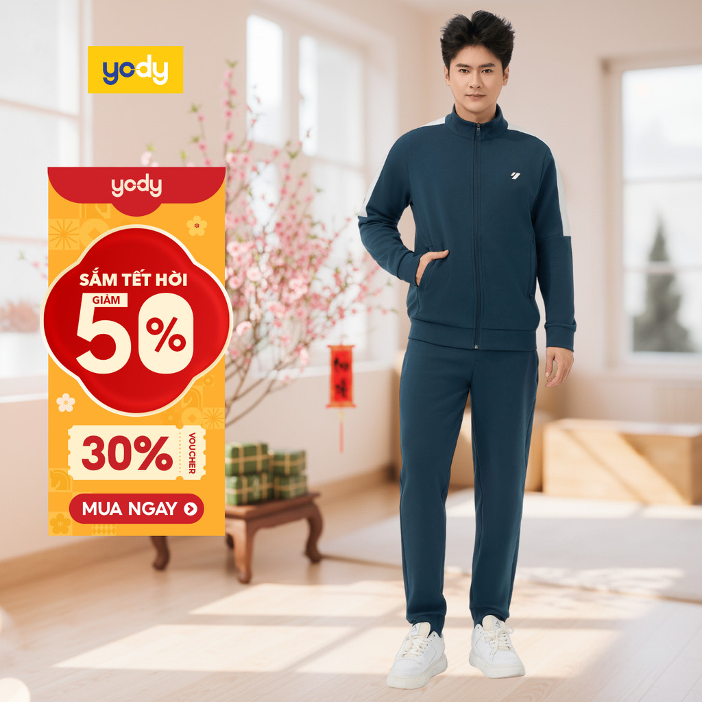 Bộ đồ thể thao nam phối tay YODY co giãn và đàn hồi tốt MASL25F001