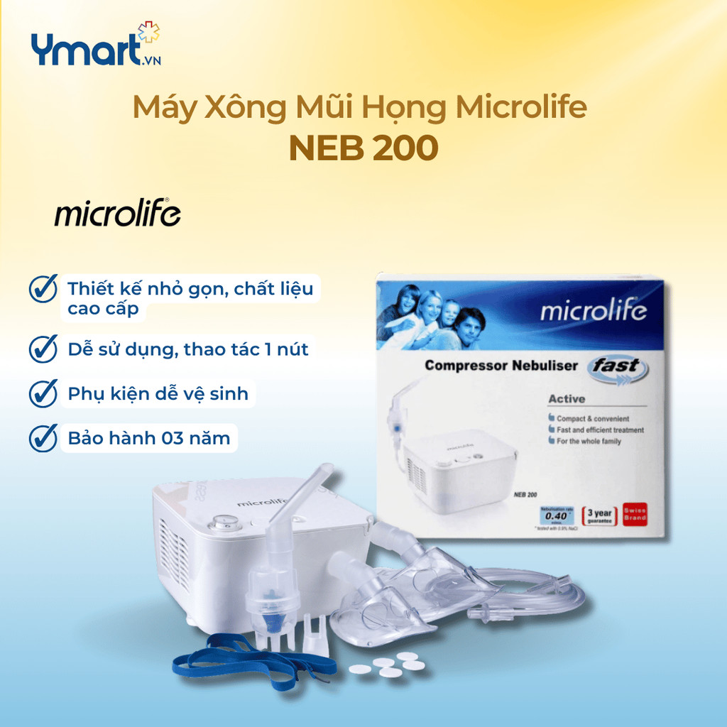 Máy Xông Khí Dung Mũi Họng MICROLIFE NEB200 | BẢO HÀNH 3 NĂM CHÍNH HÃNG