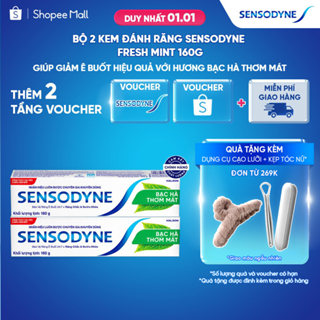  Bộ 2 Kem đánh răng SENSODYNE Fresh Mint 160g giúp giảm ê buốt hiệu quả với hương bạc hà thơm mát 