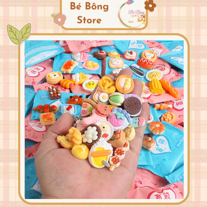 Túi Mù Các Mẫu Charm Mini Động Vật, Thức Ăn Mix Mẫu Nhiều Màu Sắc