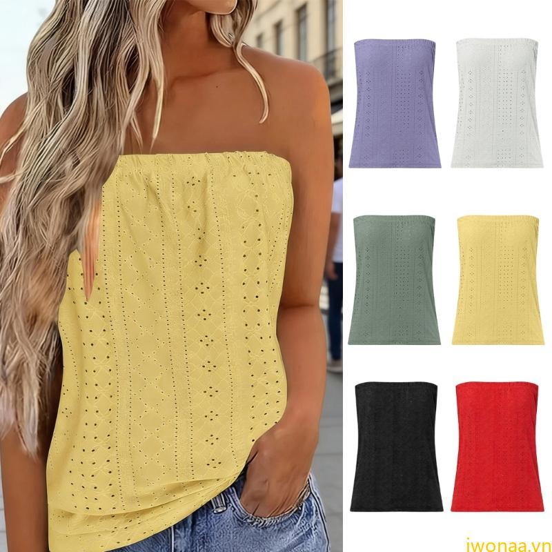 Womens Tube  Summer Strapless Bandeau Tops Basic Tank Casual Sleeveless Shirt