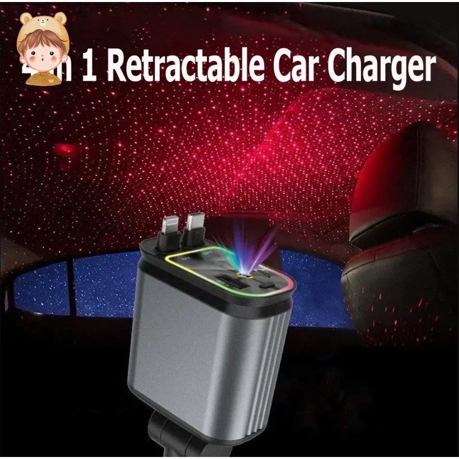 Tẩu sạc ô tô C6,Tẩu Sạc Nhanh ô tô 120W 4 in 1 Bộ sạc xe hơi USB Type-C YKD