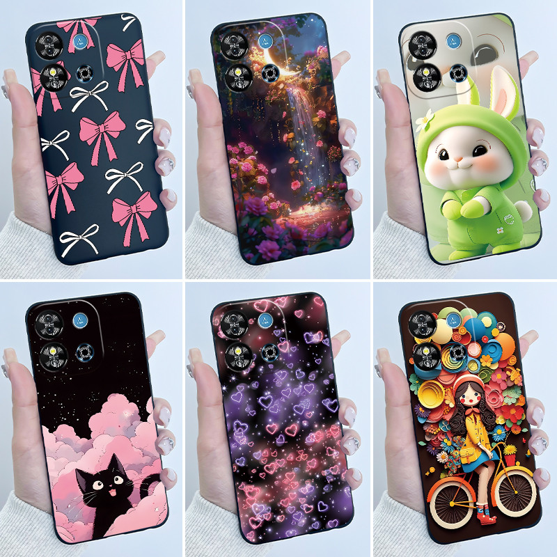 Dành Cho Oukitel C57S C57 Pro Plus Ultra Ốp Lưng BLU J12 Ốp Lưng Trái Tim Tình Yêu Dễ Thương Thỏ Đen