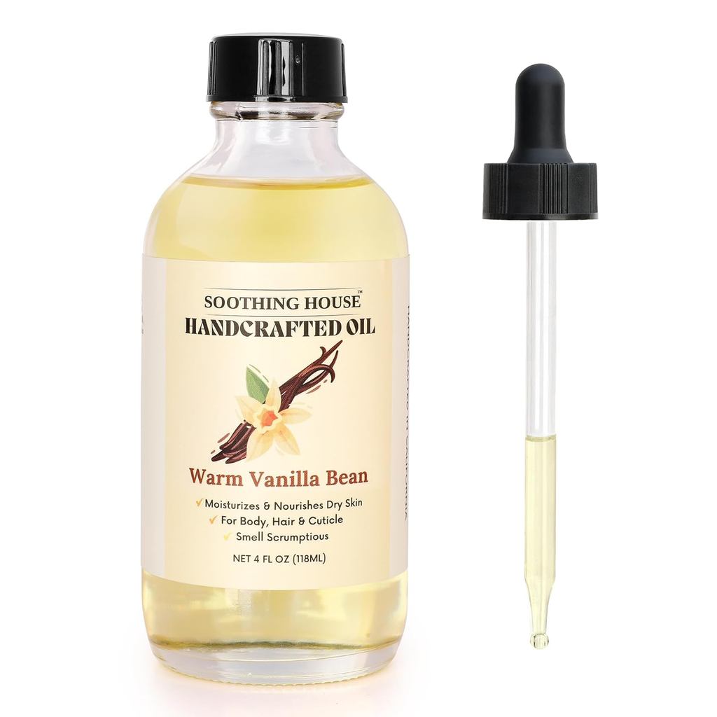 Warm Vanilla Bean Body Oil - Moisturizing Body Oil for Soft, Glowing Skin with Almond & Jojoba Oil (