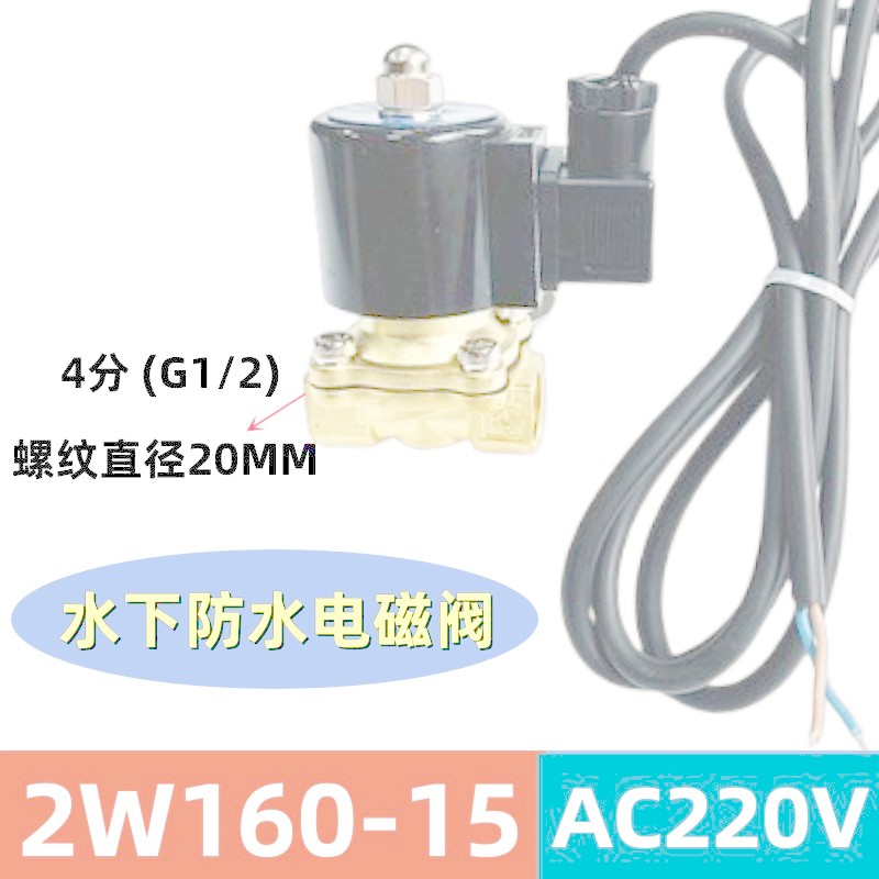 Van điện từ chống nước ngoài trời 2W160-15 2W-25 4 điểm 6 điểm 3cm Van điều khiển dưới nước chống nư