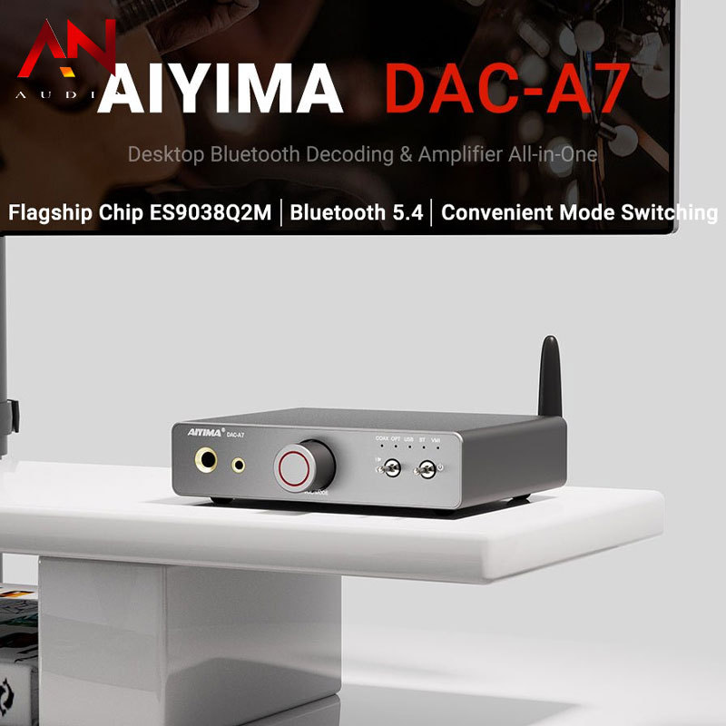 [Ảnh thật] [Chính hãng] AIYIMA DAC A7 DAC/Amp Hi-Res ES9038Q2M, Bluetooth 5.4 LDAC aptX-HD, 1500mW, 