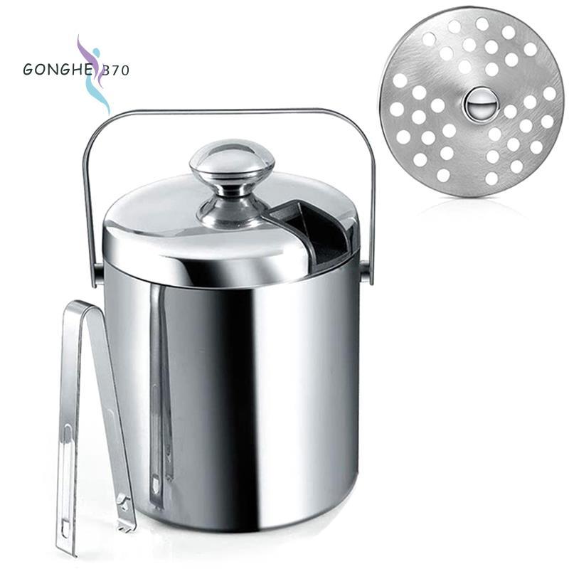 Xô đá có nắp, Xô đá hai lớp có nắp, bằng thép không gỉ, Xô đá cách nhiệt 1,3 lít