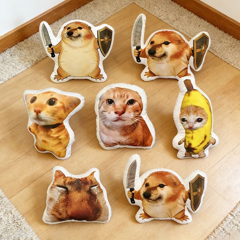 Mèo meme Mèo Gối Tấm Chắn Chó Hai Mặt Emoticon Gói Có Cạnh Trắng Không Có Cạnh Trắng Búp Bê Trừu Tượ