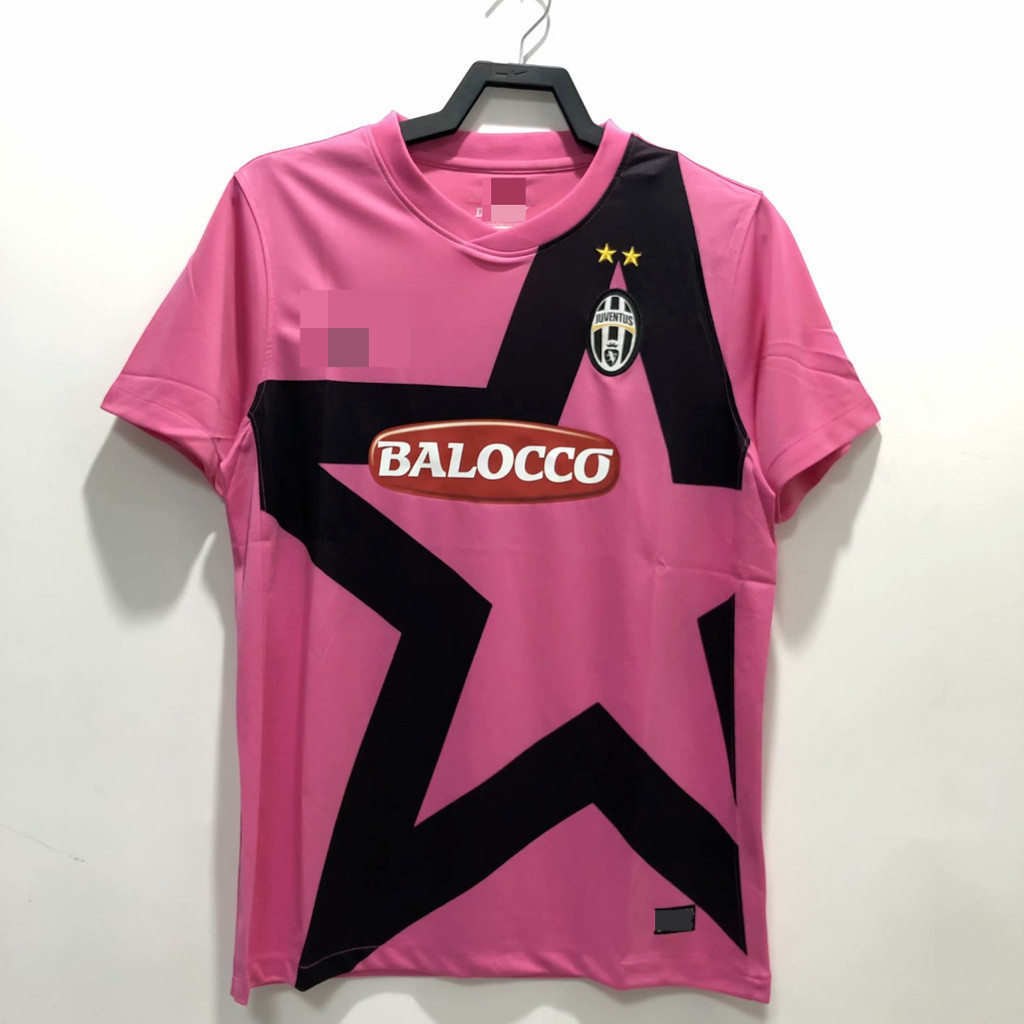 [Retro SSS +] Áo thun ngắn tay thể thao bóng đá cổ điển màu hồng Juventus
