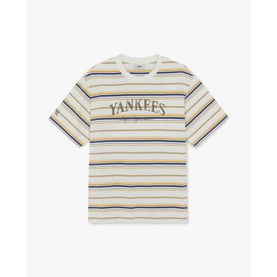 MLB - Áo thun unisex cổ tròn tay ngắn kẻ sọc Sporty_3ATSV0463-50IVS