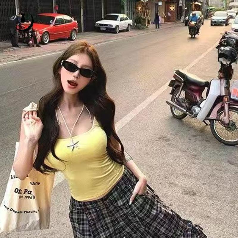 Marbit Mùa Hè Dopamine Y2k Rỗng Thêu Không Tay Ôm Cho Nữ FHS