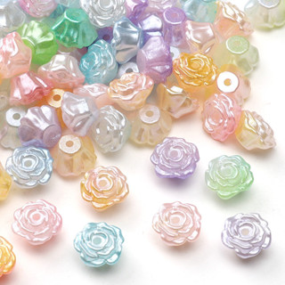 100 Chiếc ABS Camellia Hạt Lily Hình Đôi Hạt Hoa Cho DIY Trang Sức Làm Phụ Kiện Thời Trang