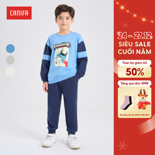  Bộ quần áo trẻ em CANIFA  dài tay quần dài in hình Wolfoo 2ST24W001 