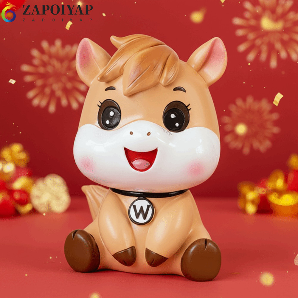 ZAPPOIYAP Hoạt Hình Ngựa Hộp Đựng Tiền, Tiết Kiệm Trang Trí Xe Tăng Ngựa Năm Heo Đất, Đồ Chơi Mô Hìn