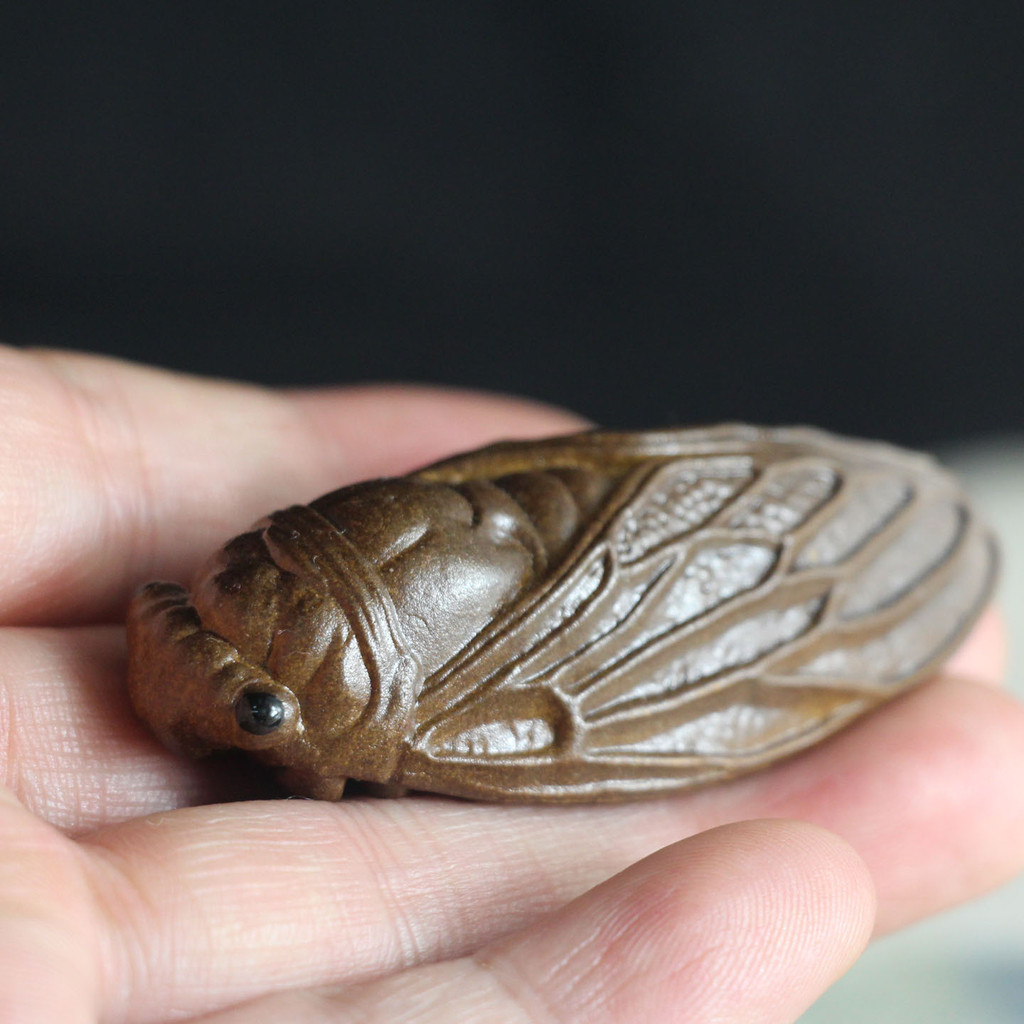 Yixing Zisha Trà Thú Cưng Điêu Khắc Biết Vàng Cicada Trà Thú Cưng Phụ Kiện Bàn Trà Trang Trí Trà Chơ