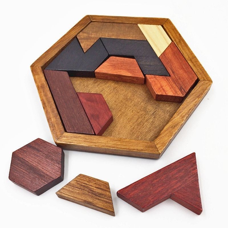 Hot Sale#[Within a Week1600+People List]UK Tail Single Wooden Intelligence Puzzle Geometric Hexagon 