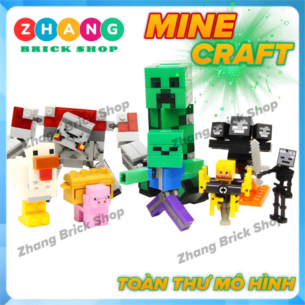 Mô hình nhân vật MineCraft Redstone Golem Creeper Zombie Wither Skeleton Blaze Wither Xinh X0294 Zha
