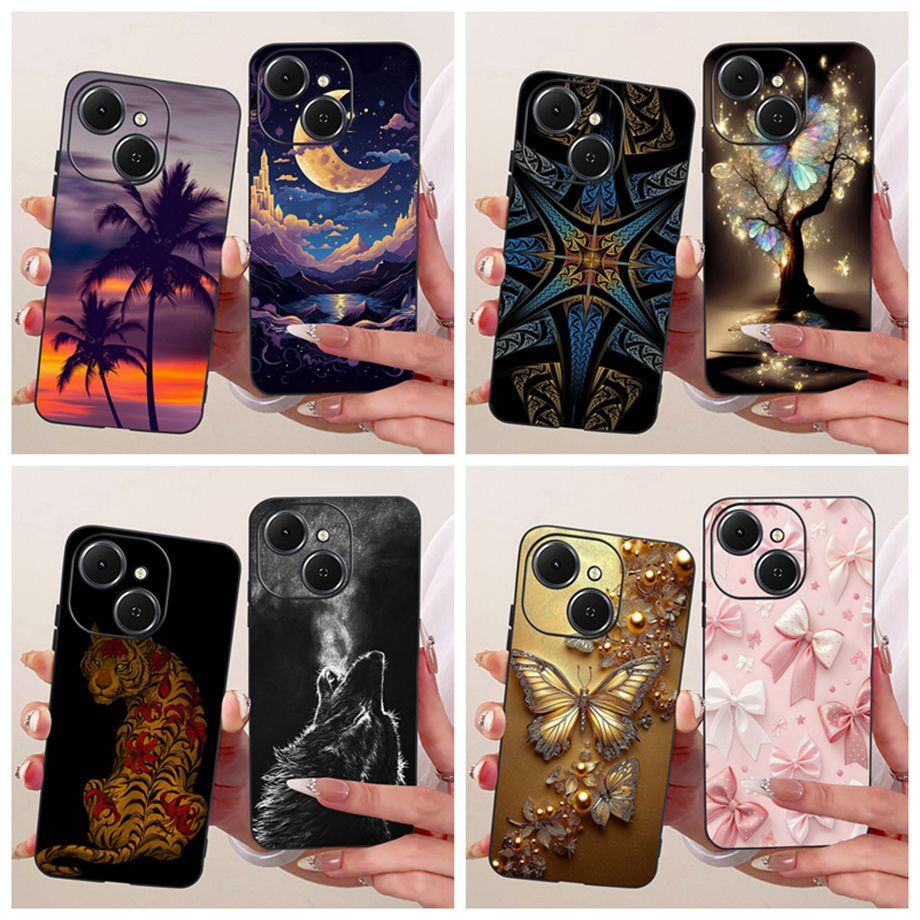 Dành Cho Tecno Spark 40C / Spark40 Vỏ Sang Trọng Màu Đen Ngộ nghĩnh TPU Mềm Silicon Bảo Vệ Cho Tecno